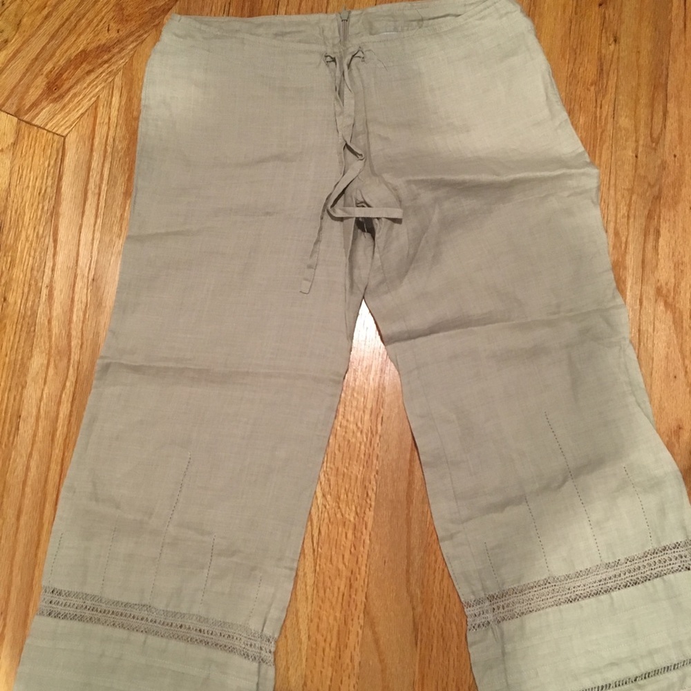 Linen Wide Leg Cropped Pants